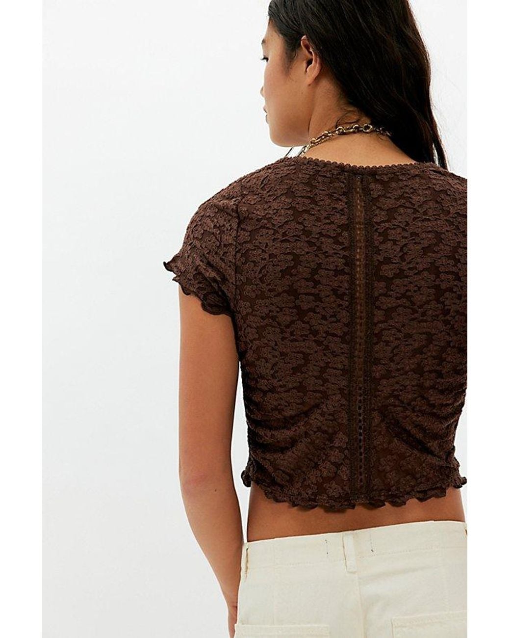 Free People Brown Anora Baby Tee