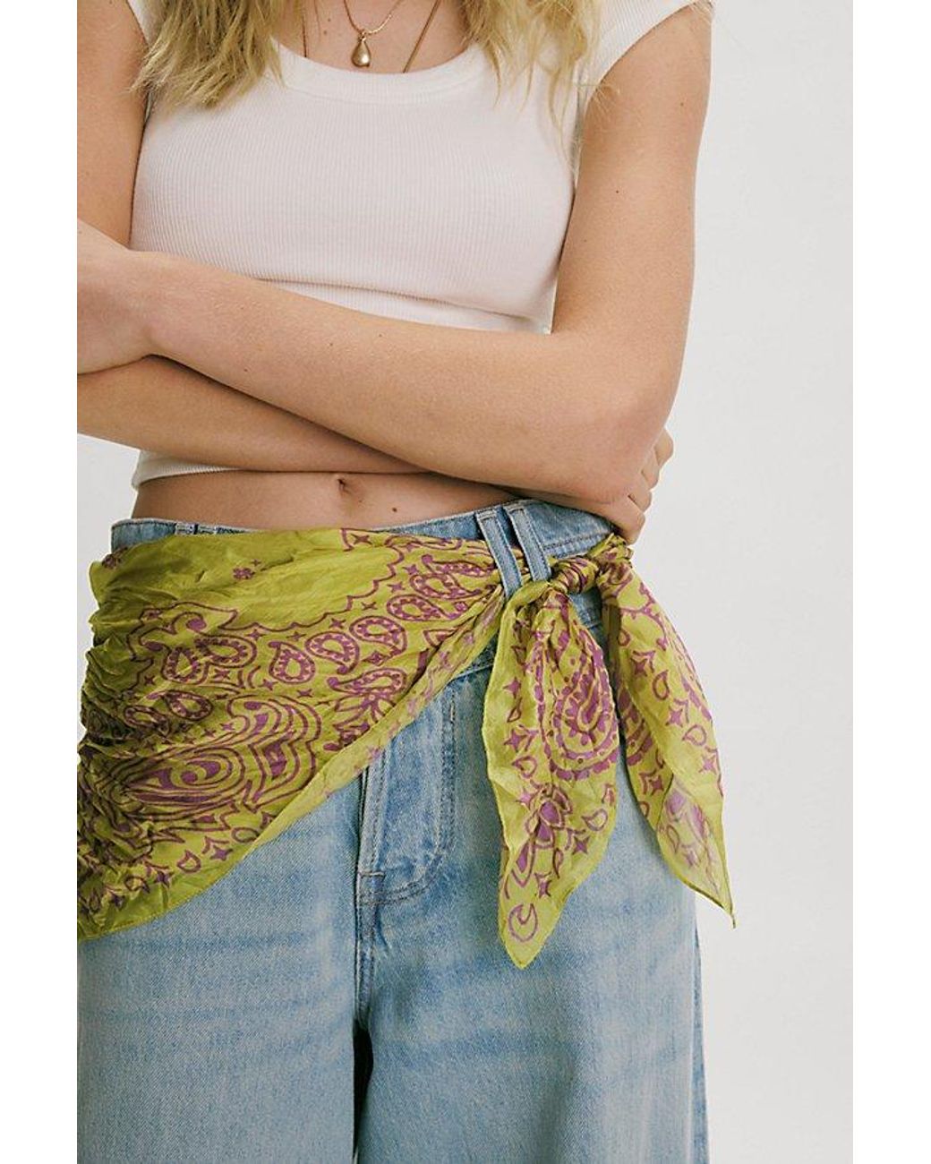 Free People Metallic So Silk Printed Bandana