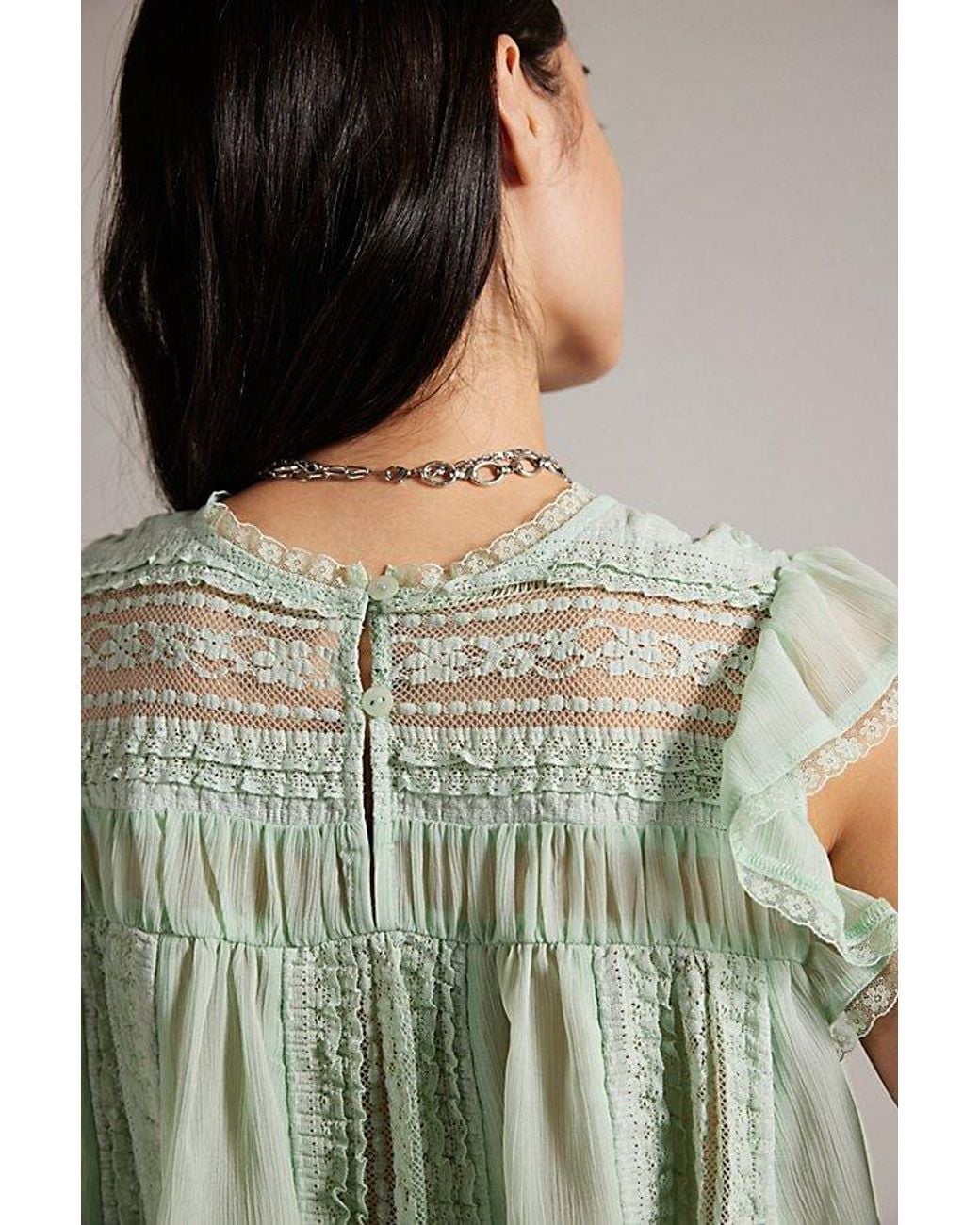 Free People Green Sun Drenched Blouse