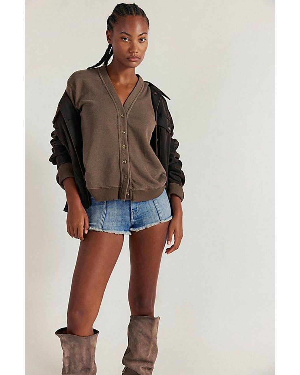 Free People Brown Take It Easy Cardigan