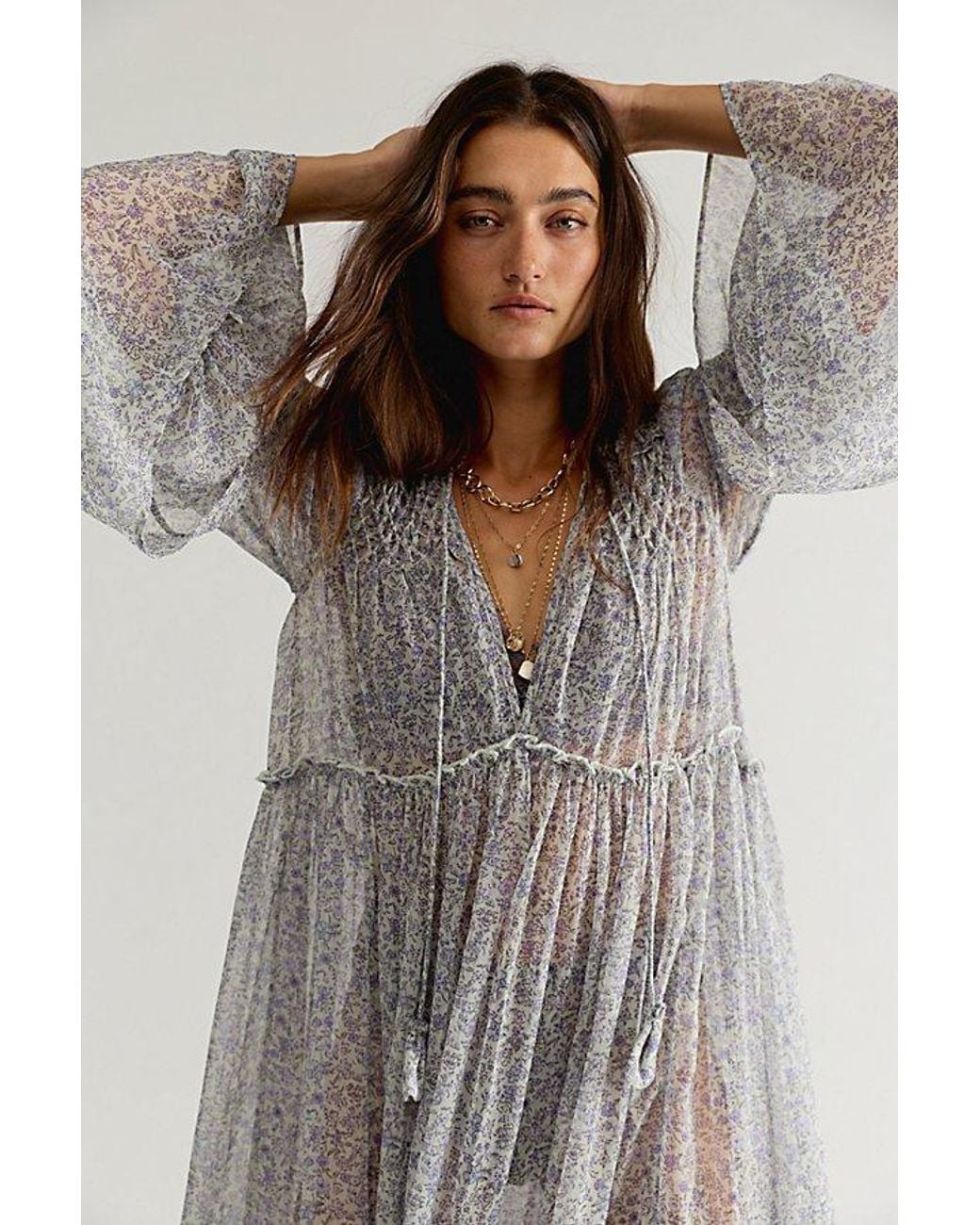 Free People Blue Weeping Willows Maxi Dress