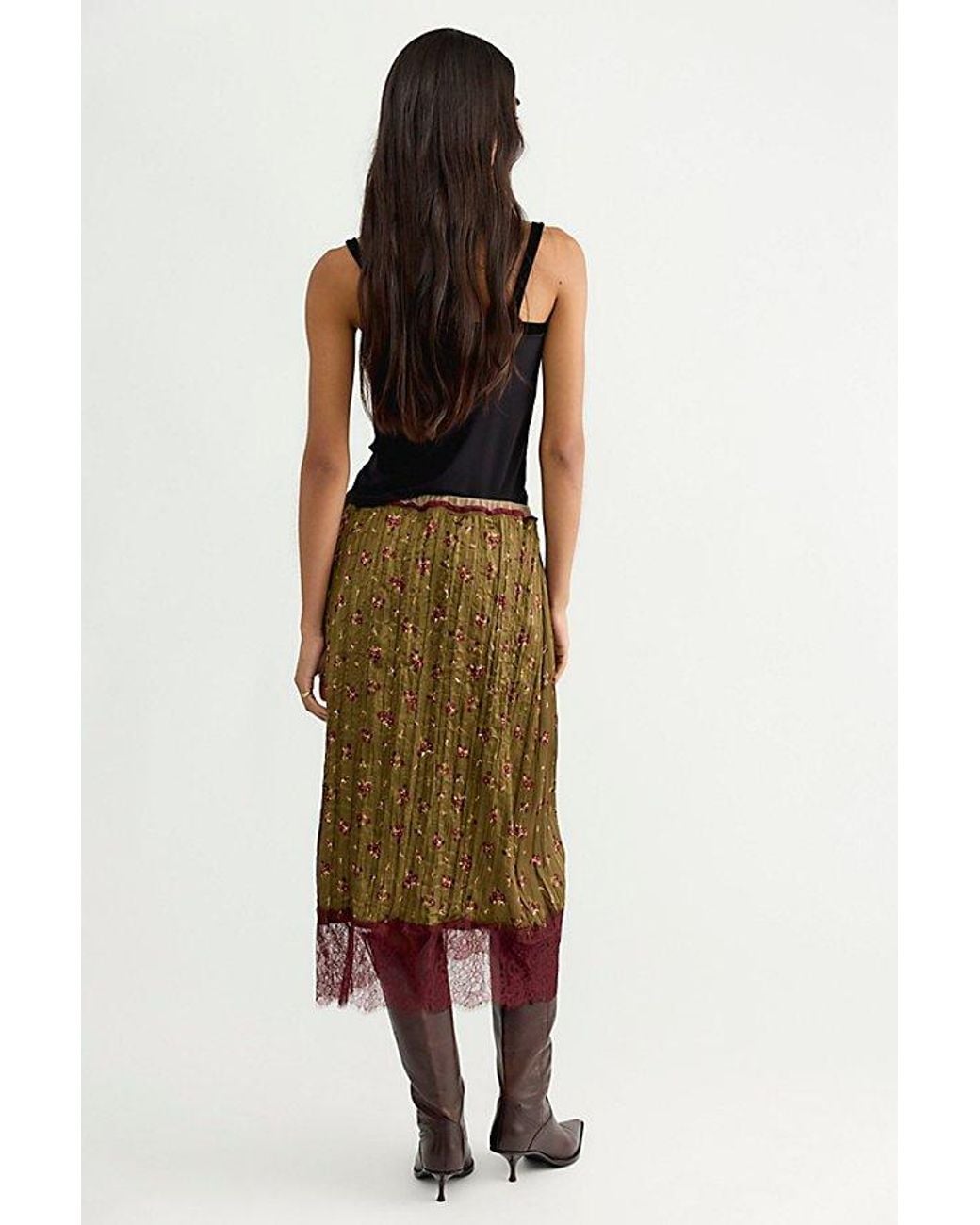 Free People Multicolor Piper Crinkle Column Midi Skirt