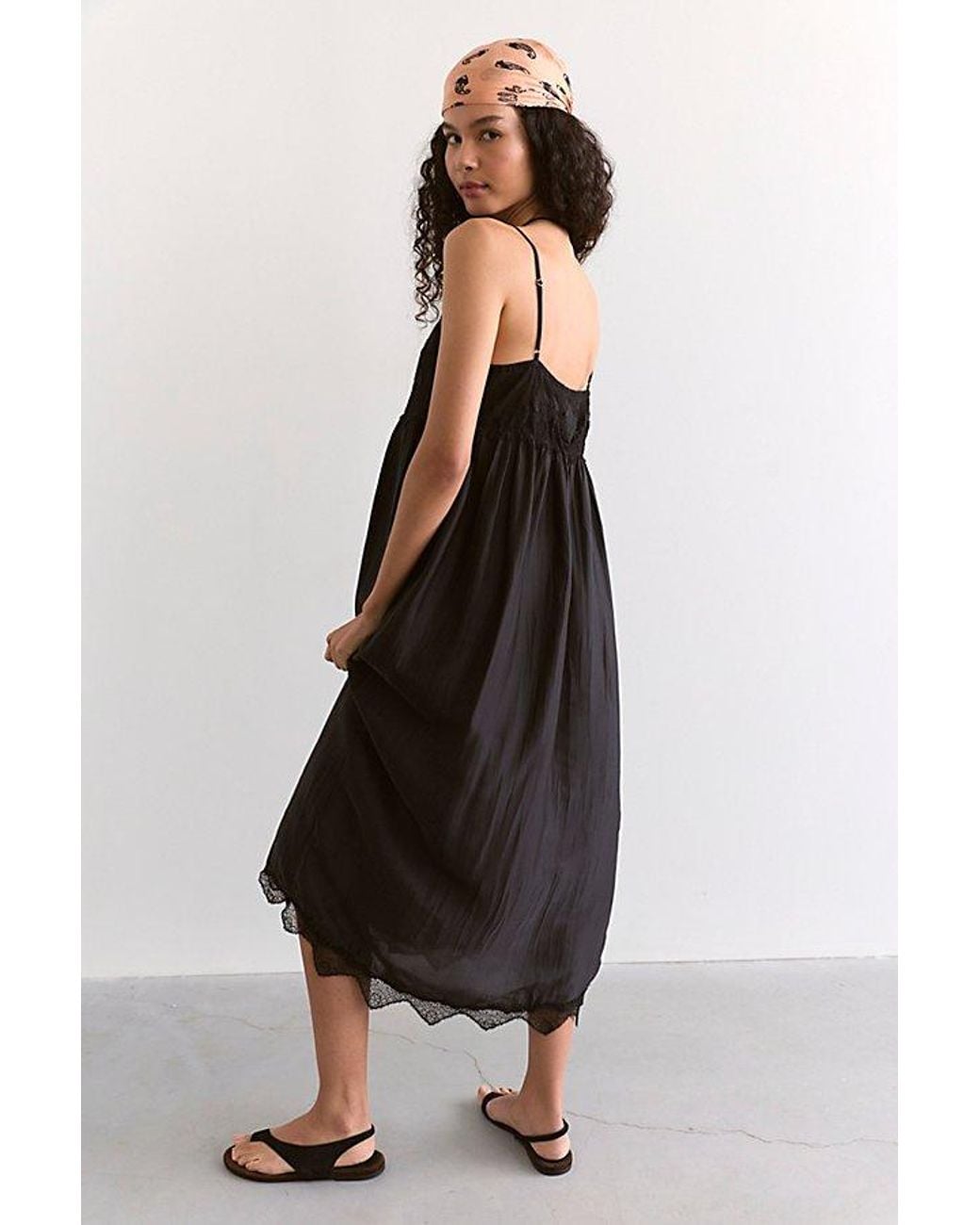 Intimately By Free People Black Table For Two Midi Slip Dress By