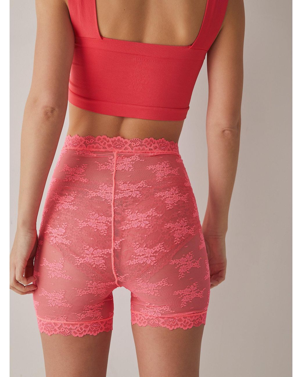 Free People For You Lace Bike Shorts in Red | Lyst