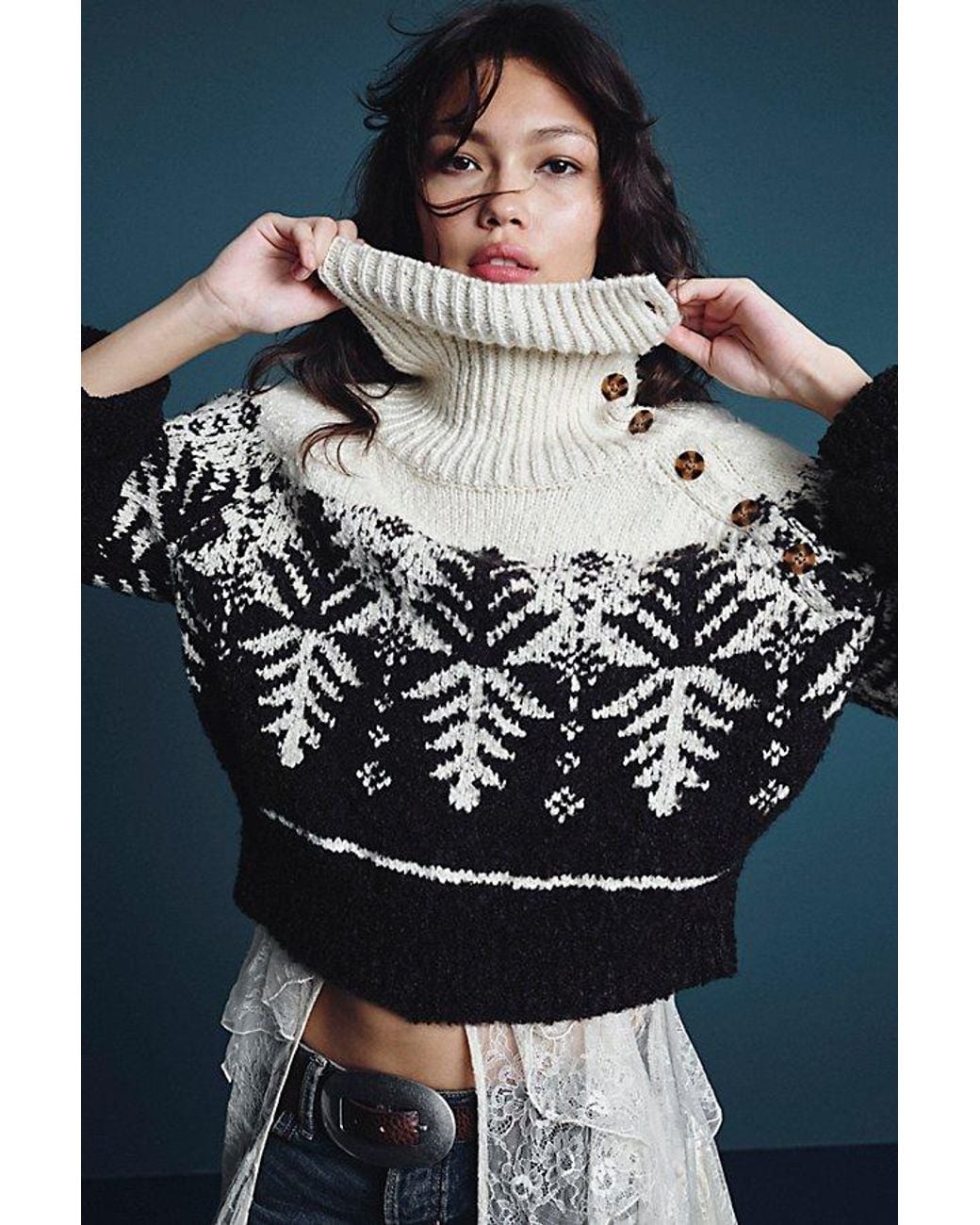 Free People Blue Merry Pullover