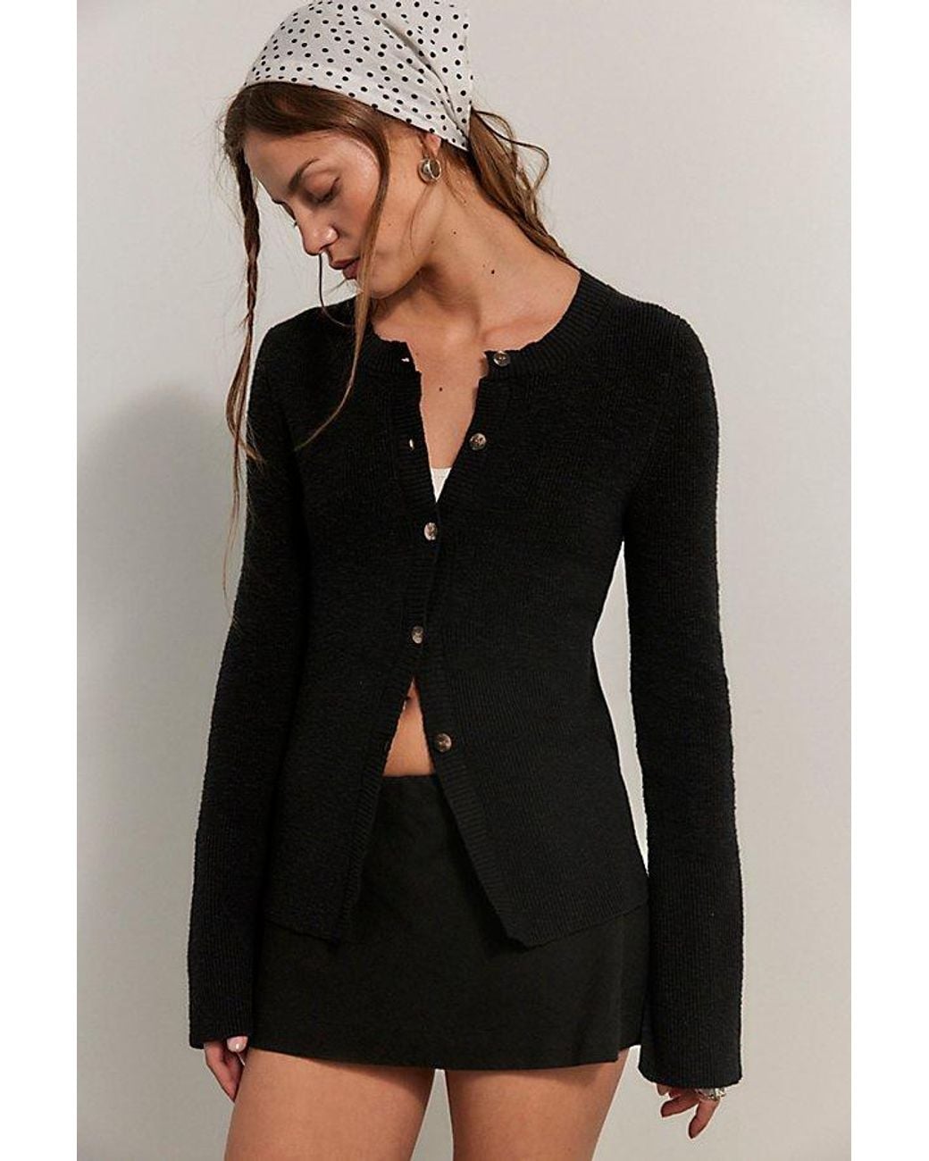 Free People Black Lift Me Up Cardi