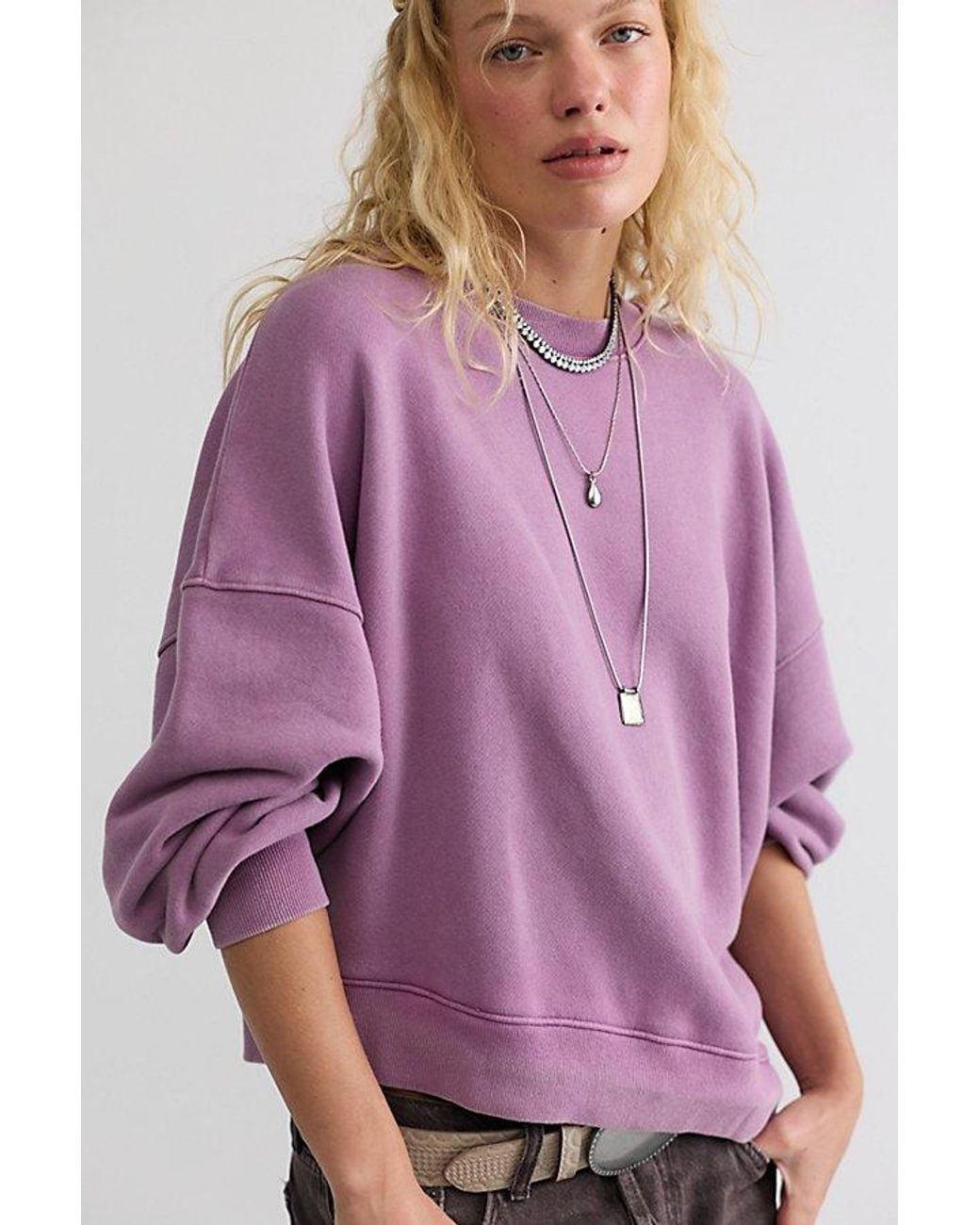 Free People Purple Jj Asymmetric Sweatshirt