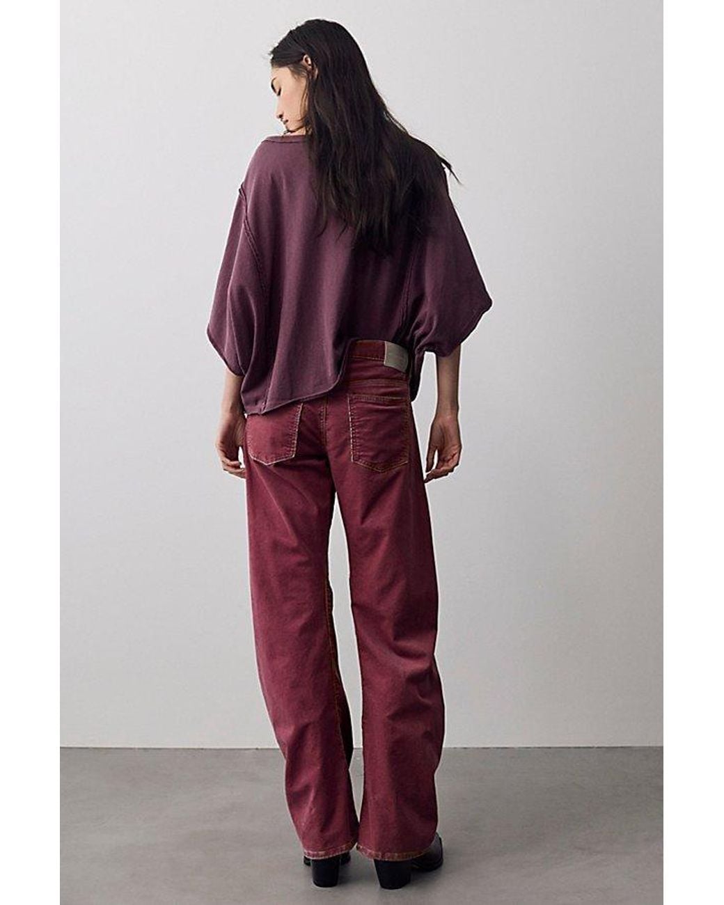Free People Red Fable Washed Cord Twisted Jeans