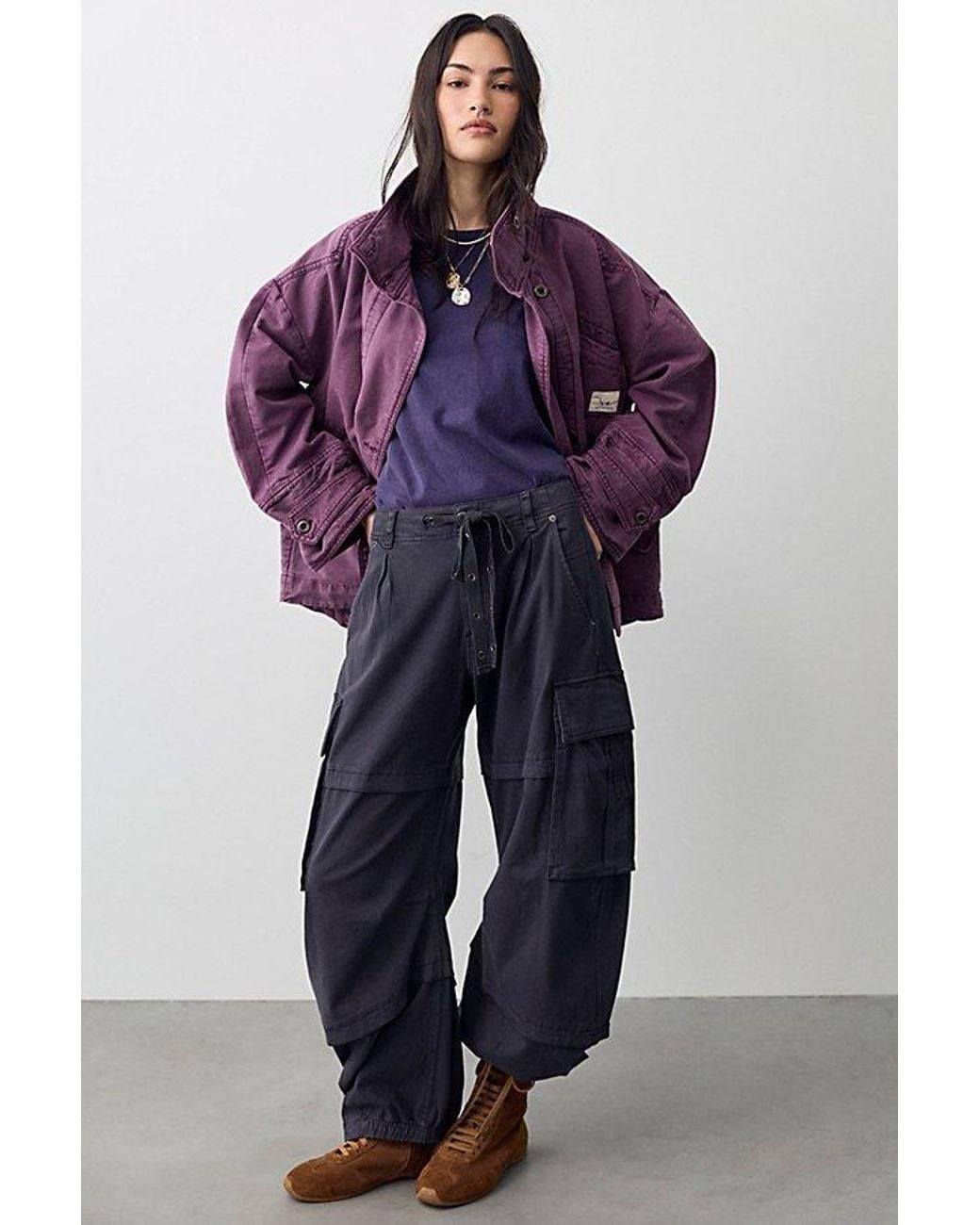 Free People Blue Reef Curved Twill Cargo Pants