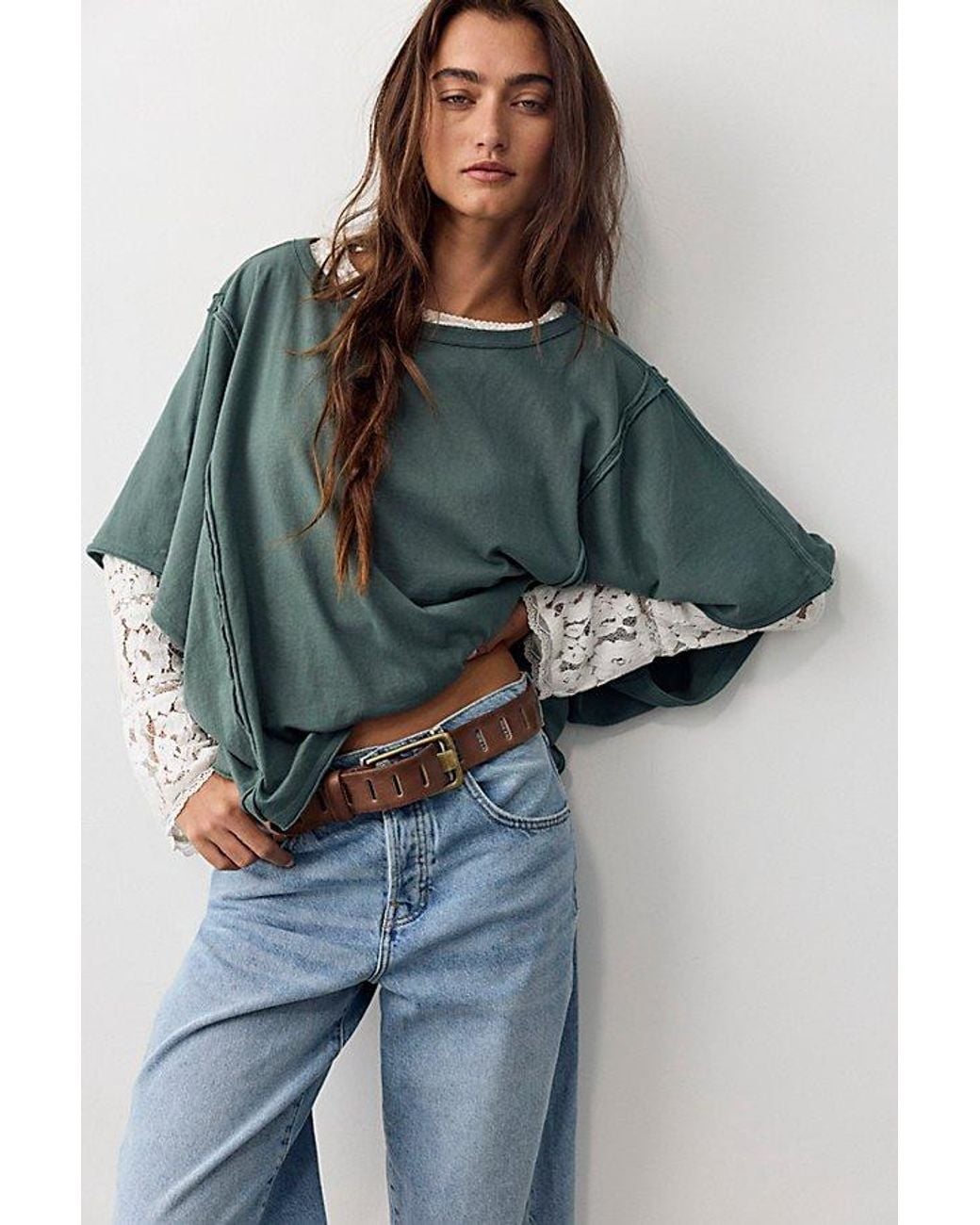 Free People Gray Next Level Boat Neck Tee
