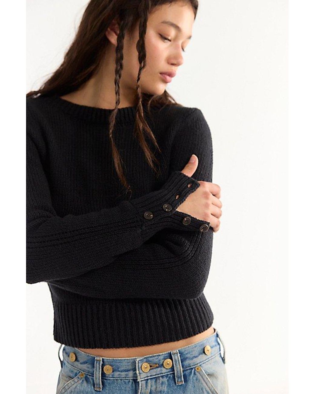 Free People Black Mila Pullover