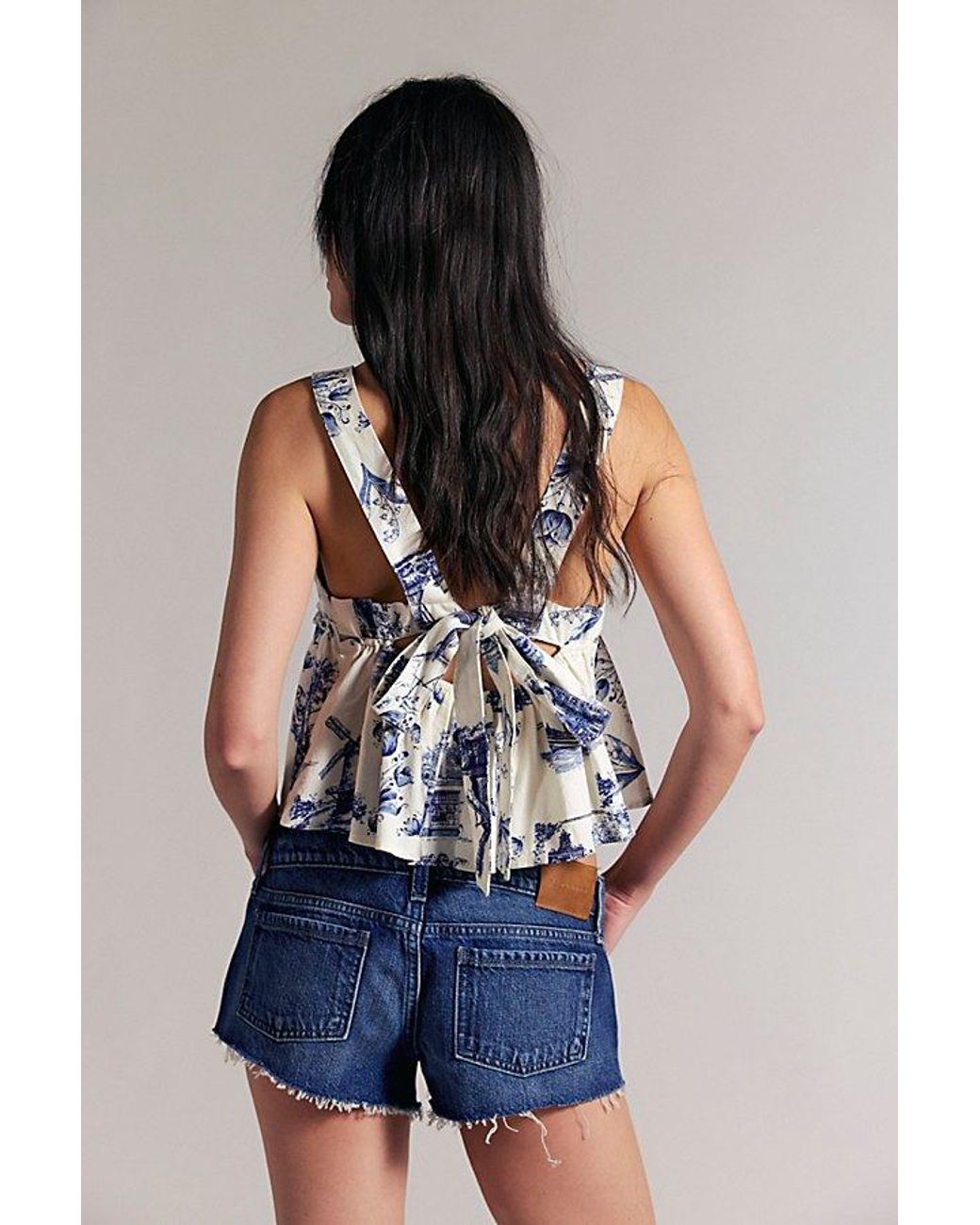 Free People Blue Hit The Road Micro Shorts