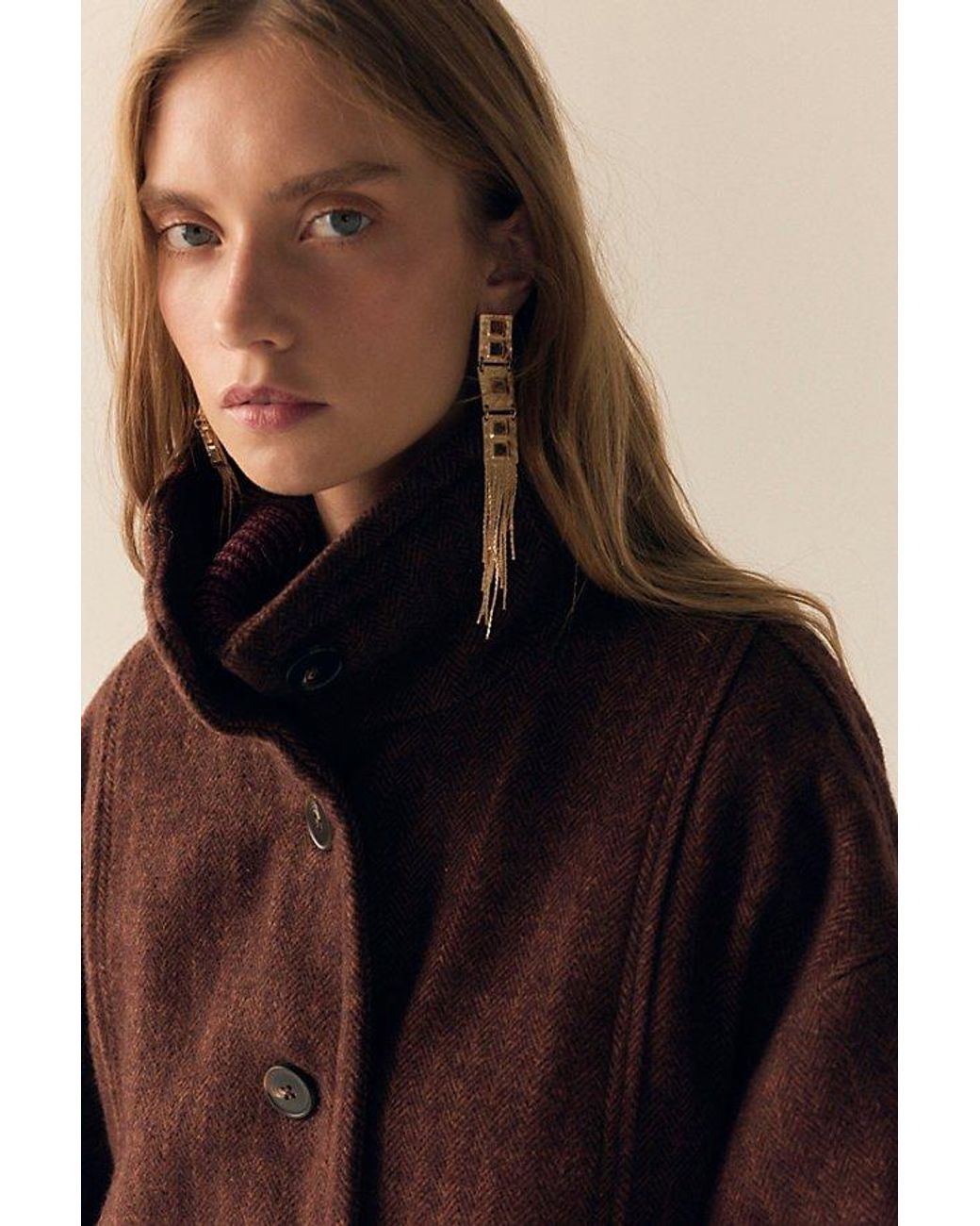 Free People Brown Nikkie Fringe Dangle Earrings