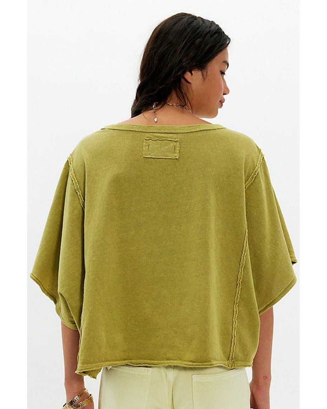 Free People Green Next Level Boat Neck Tee