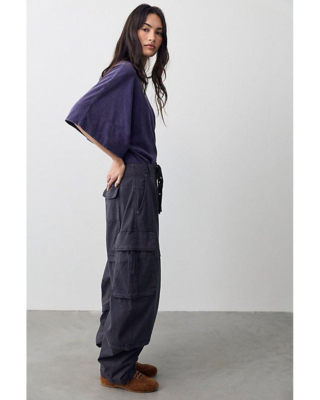 Free People Blue Reef Curved Twill Cargo Pants