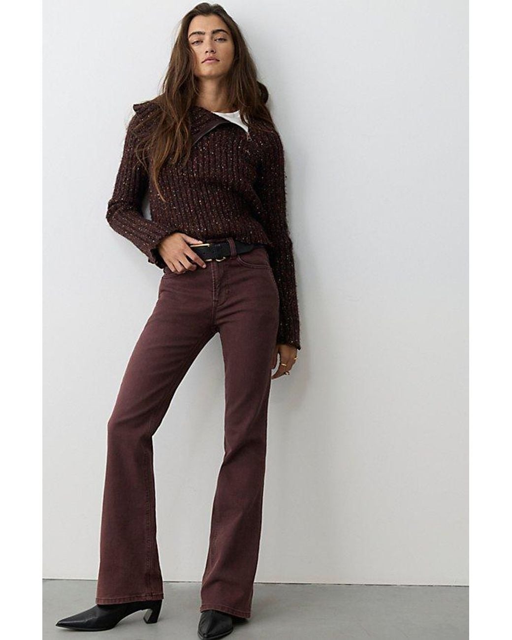 Free People Multicolor Double Knot High-Rise Straight Bootcut Jeans