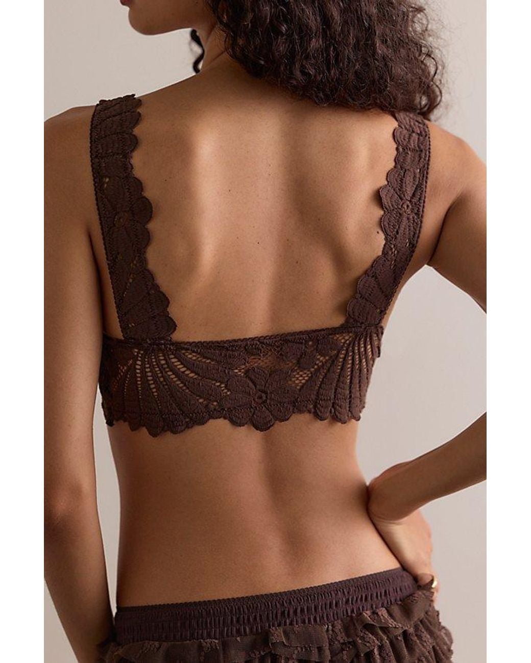Intimately By Free People Brown Petal Party Lace Plunge Bralette By