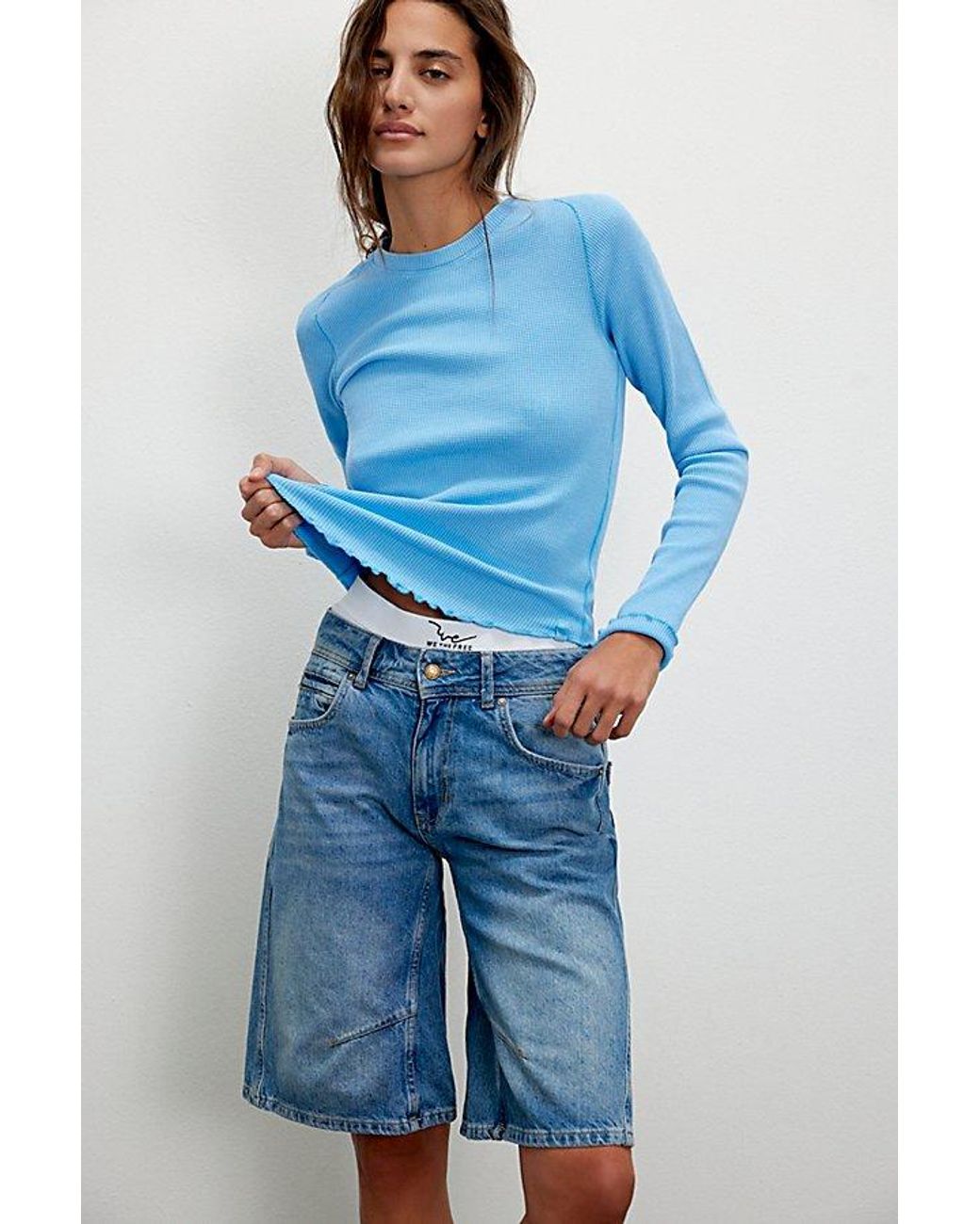Free People Blue We The Free Easy Does It Long Sleeve Tee