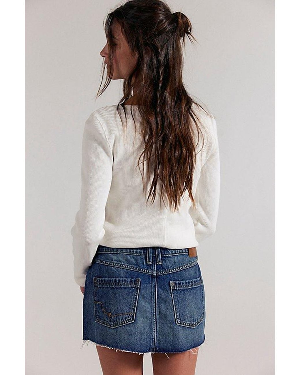 Free People Blue Lainey Low-Rise Mini Skirt