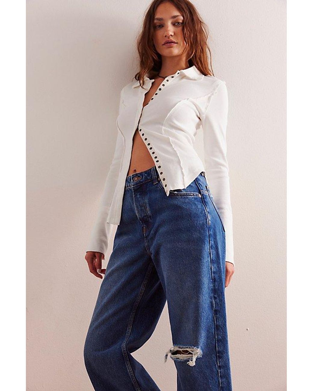 Free People Natural We The Free Deep Trance Dropped Boyfriend Jeans