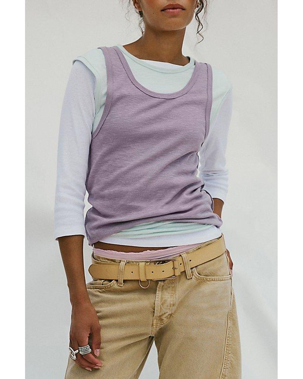 Free People Purple Tinsley Twofer Short-Sleeve Top