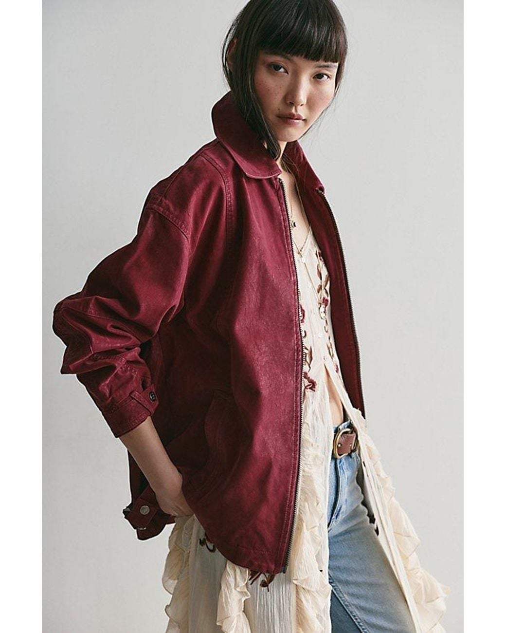 Free People Red Sloane Vegan Suede Jacket