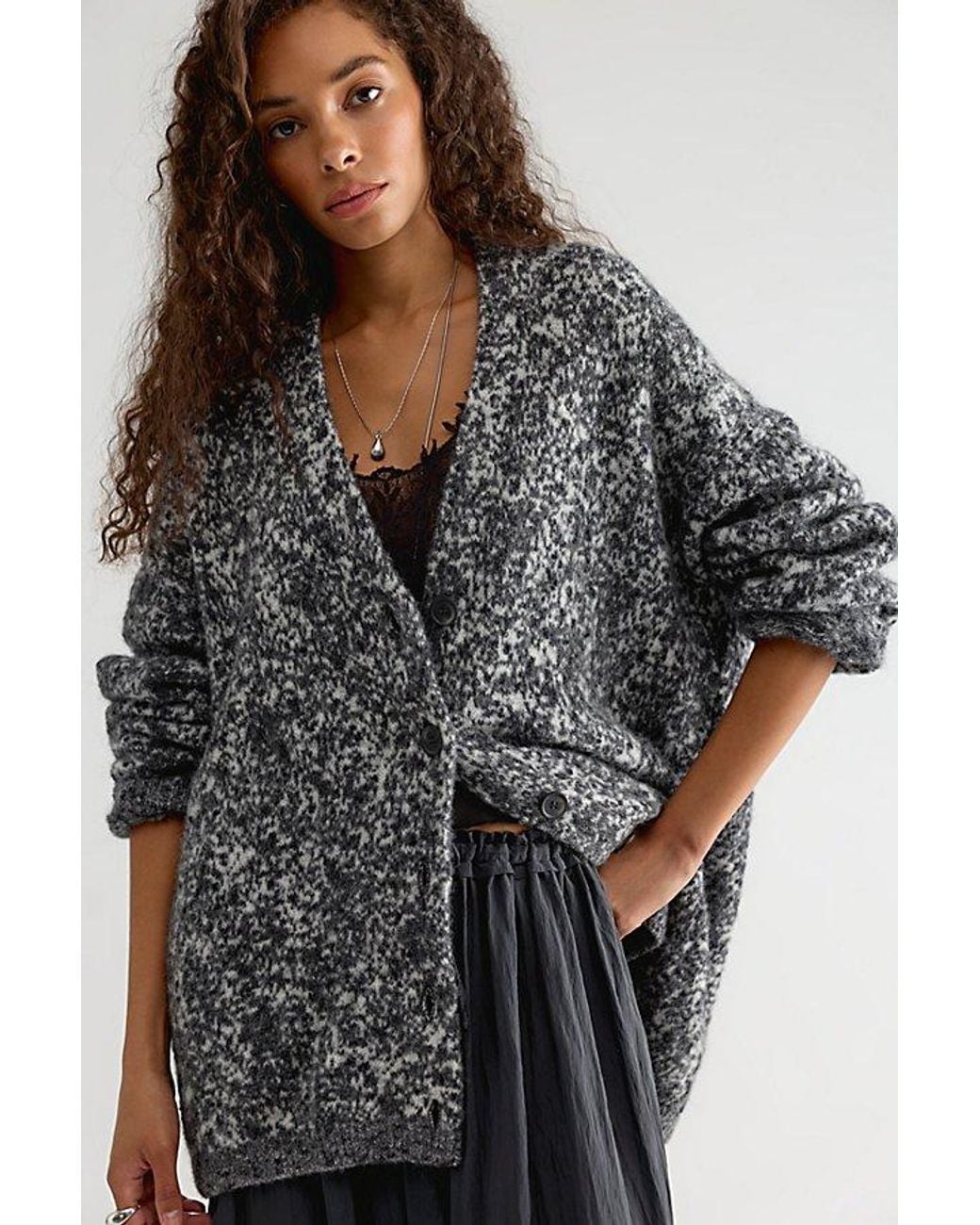 Free People Black Leo Oversized Cardi