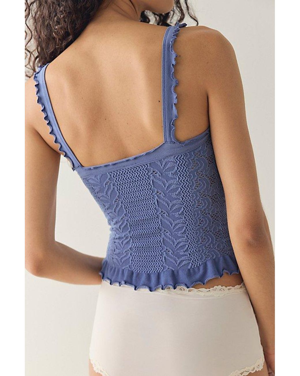 Intimately By Free People Blue So Soft Frill Square Neck Tank Top By