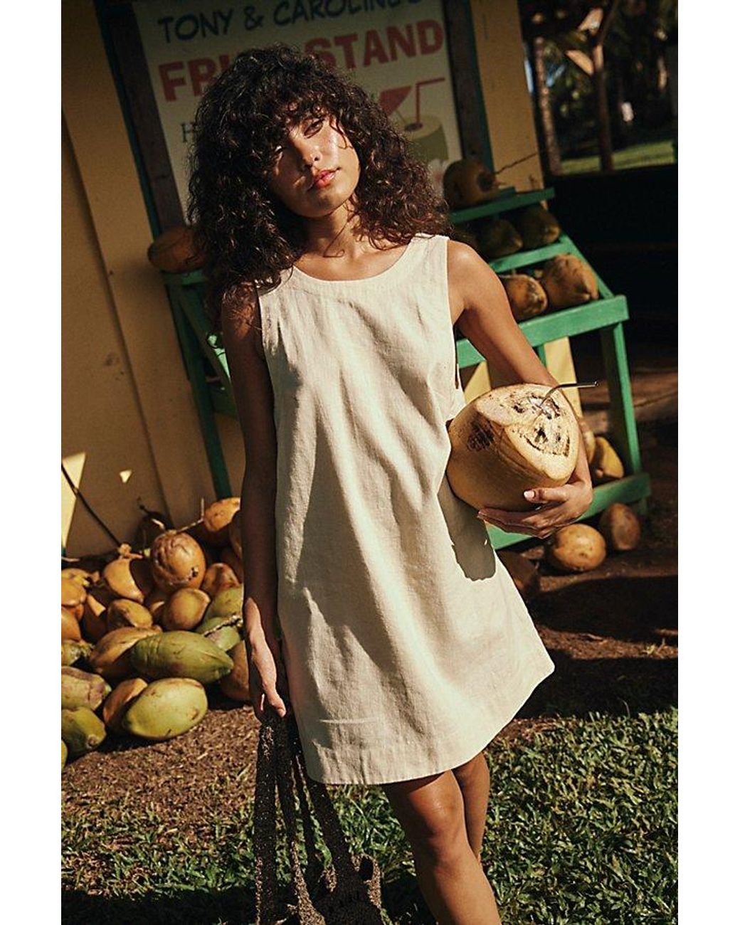 free-est Black Full Of Sunshine Cotton-linen Mini