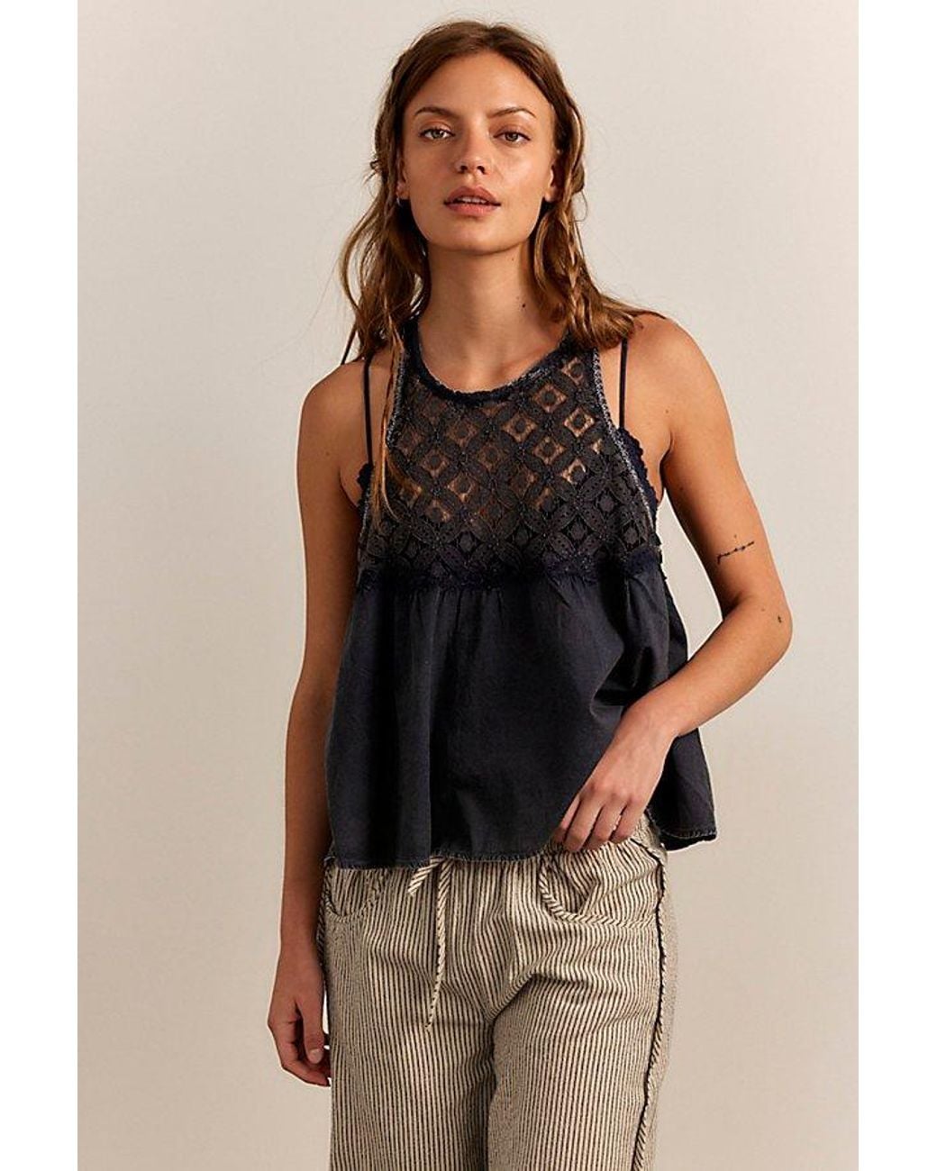 Free People Blue Wandering Light Top