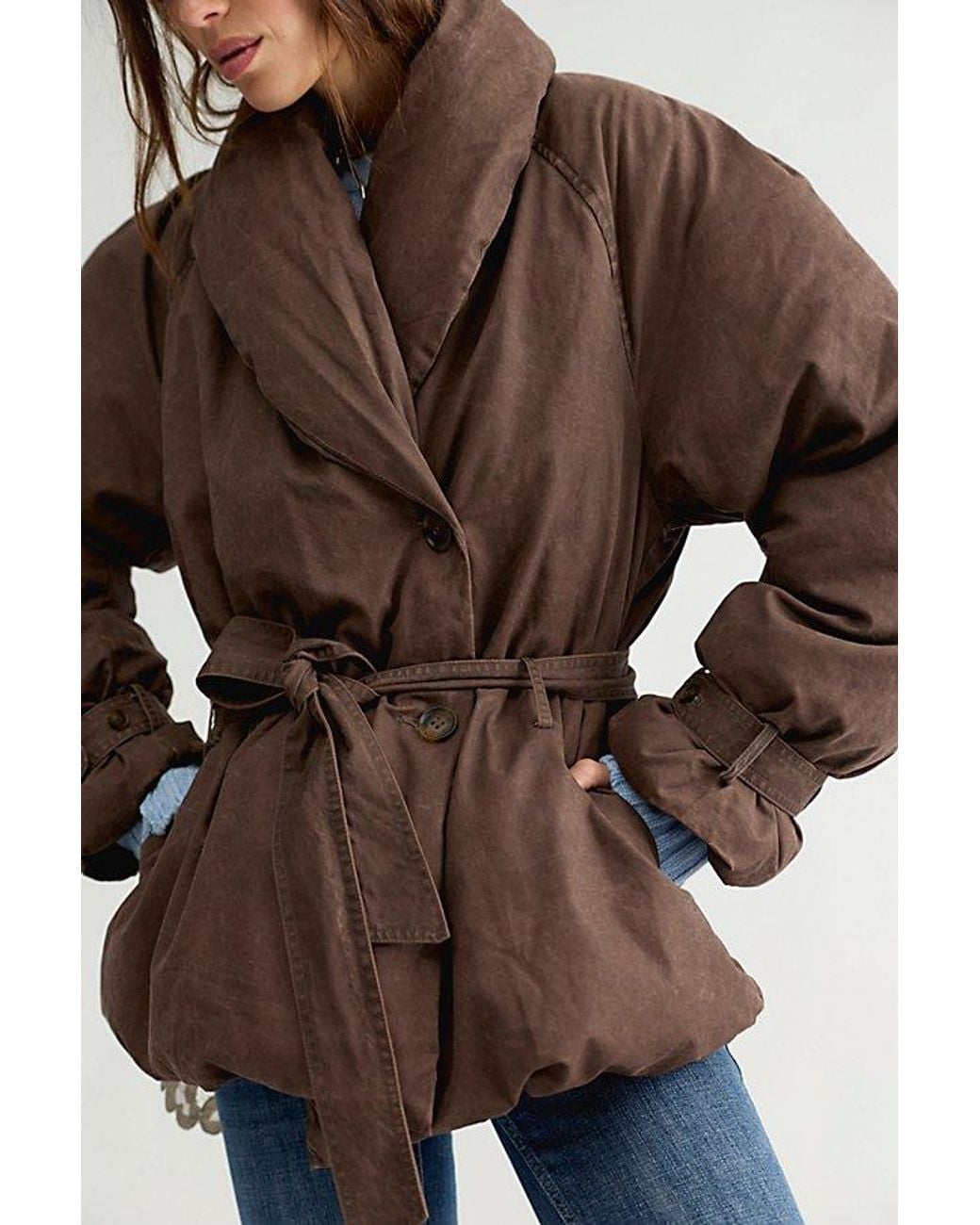 Free People Brown Officer Puffer Jacket