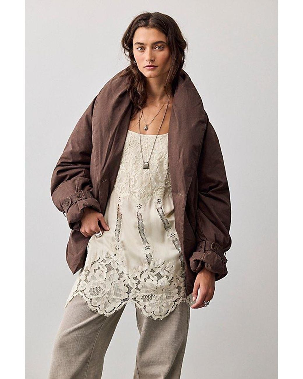 Free People Brown Officer Puffer Jacket