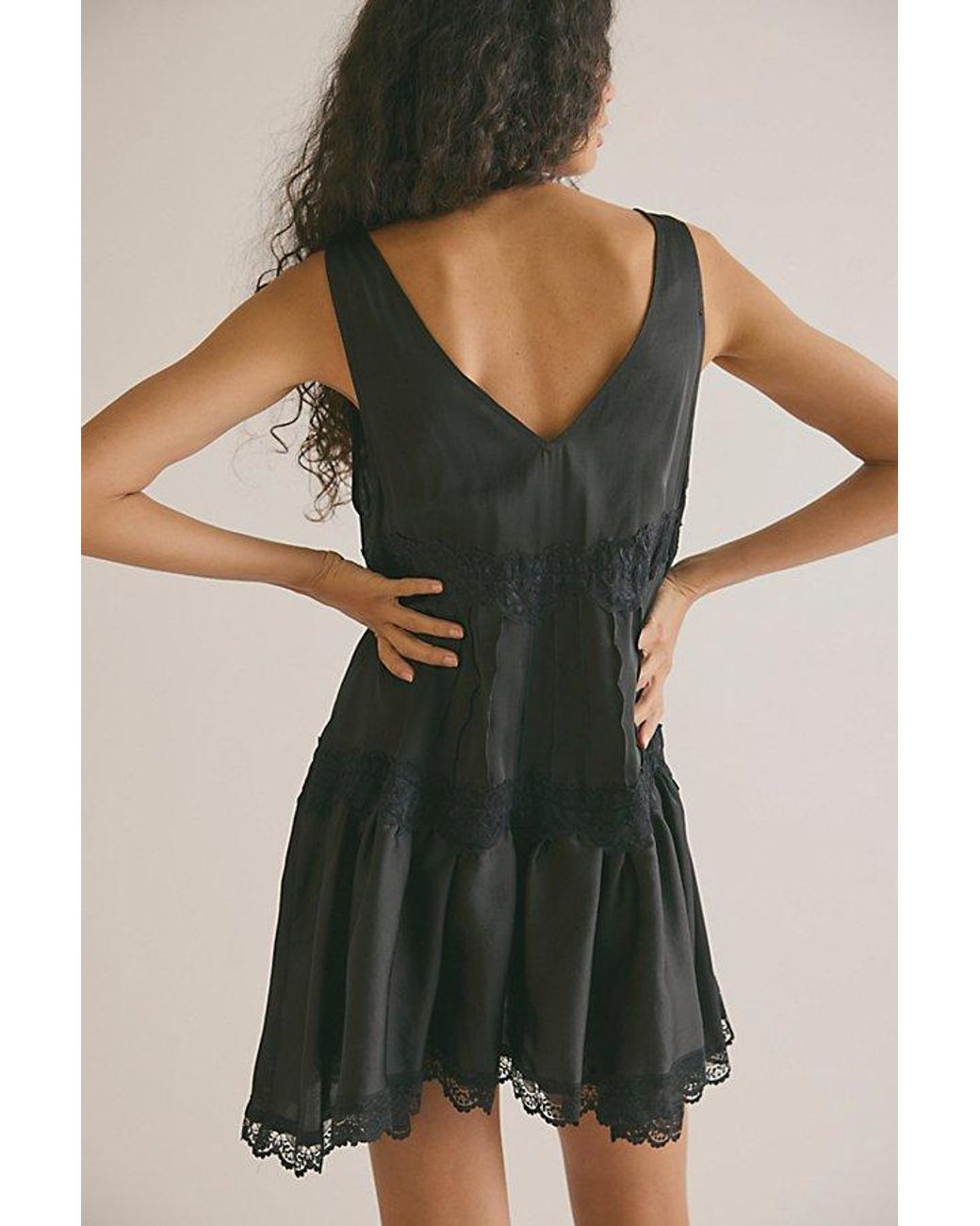 Intimately By Free People Black In This Groove Mini Slip