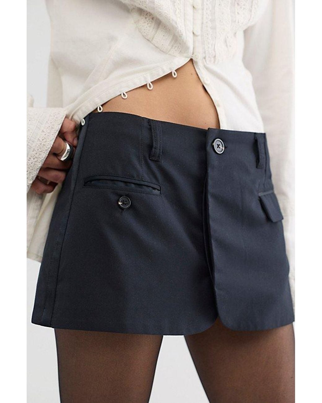Free People White Tuxedo Twist Mini Skirt