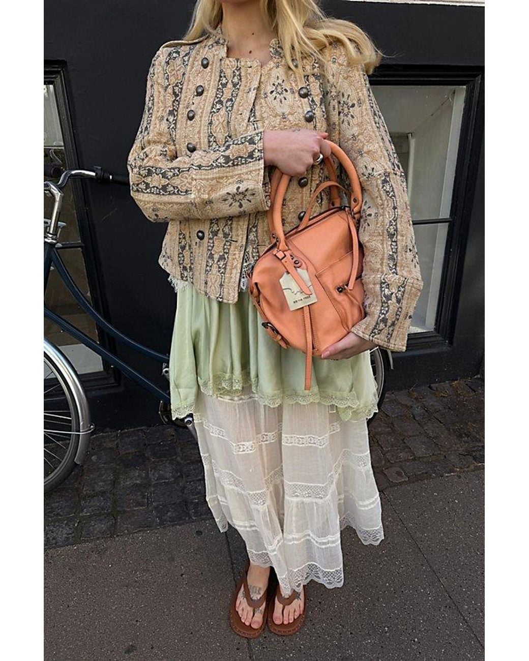 Free People Brown Lotty Jacquard Band Jacket