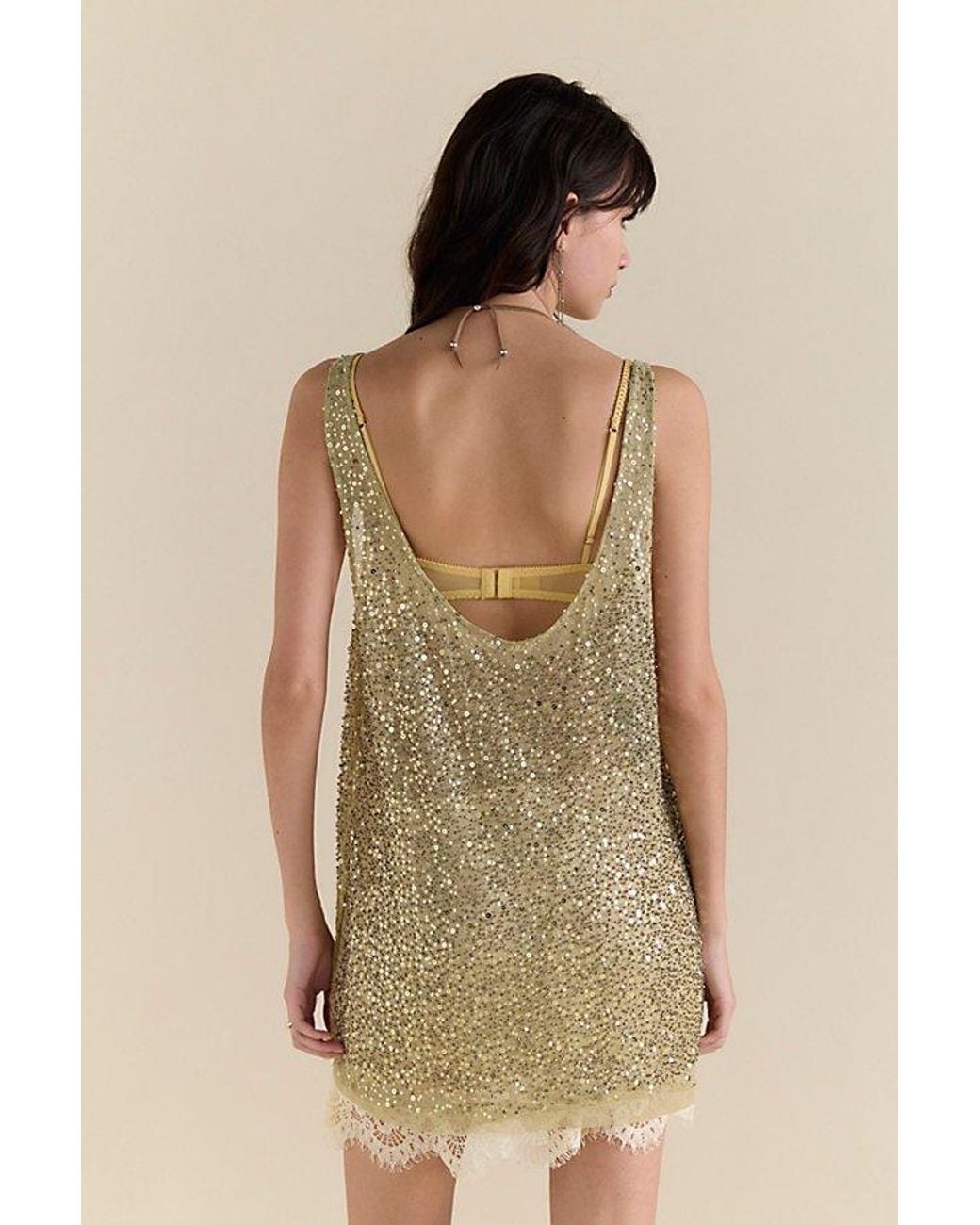 Intimately By Free People Natural All That Glitters Mini Slip Dress By
