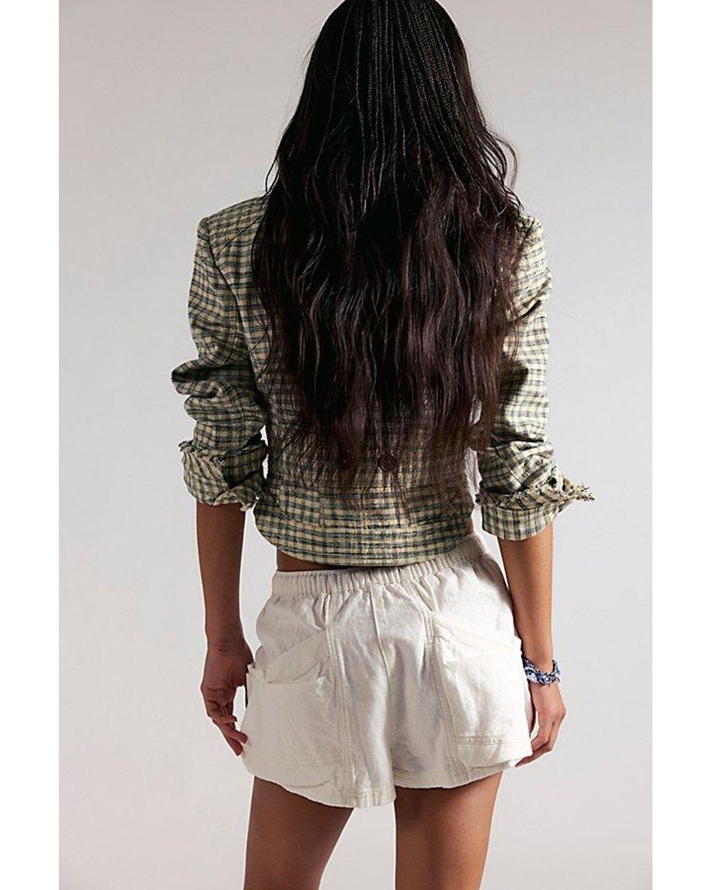 Free People White Good Fortune Solid Cotton-Linen Shorts