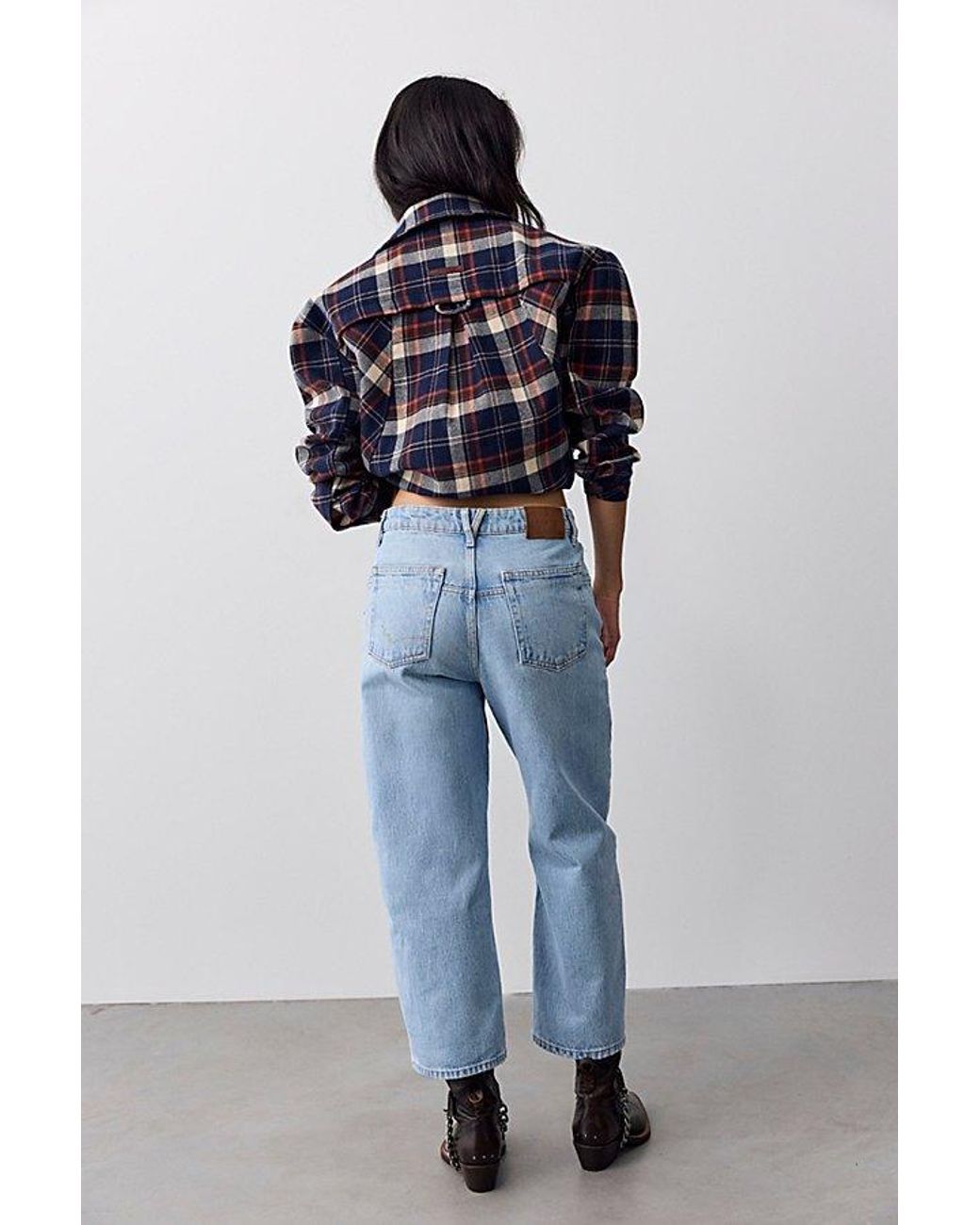 Free People Blue Deep Trance Dropped Boyfriend Jeans