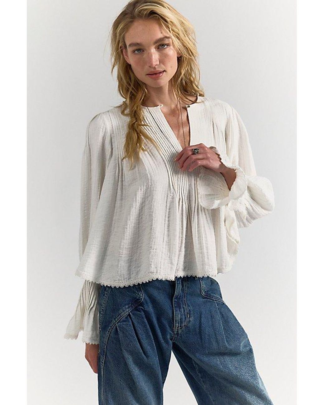 Free People Natural Thousand Pintucks Blouse