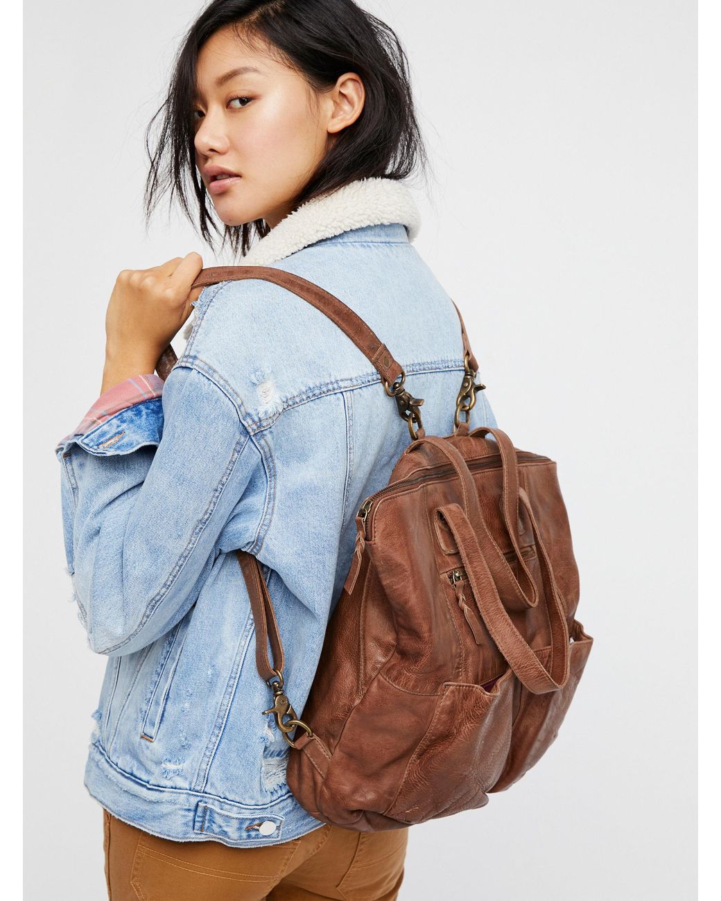 Free People Calista Convertible Backpack in Brown Lyst