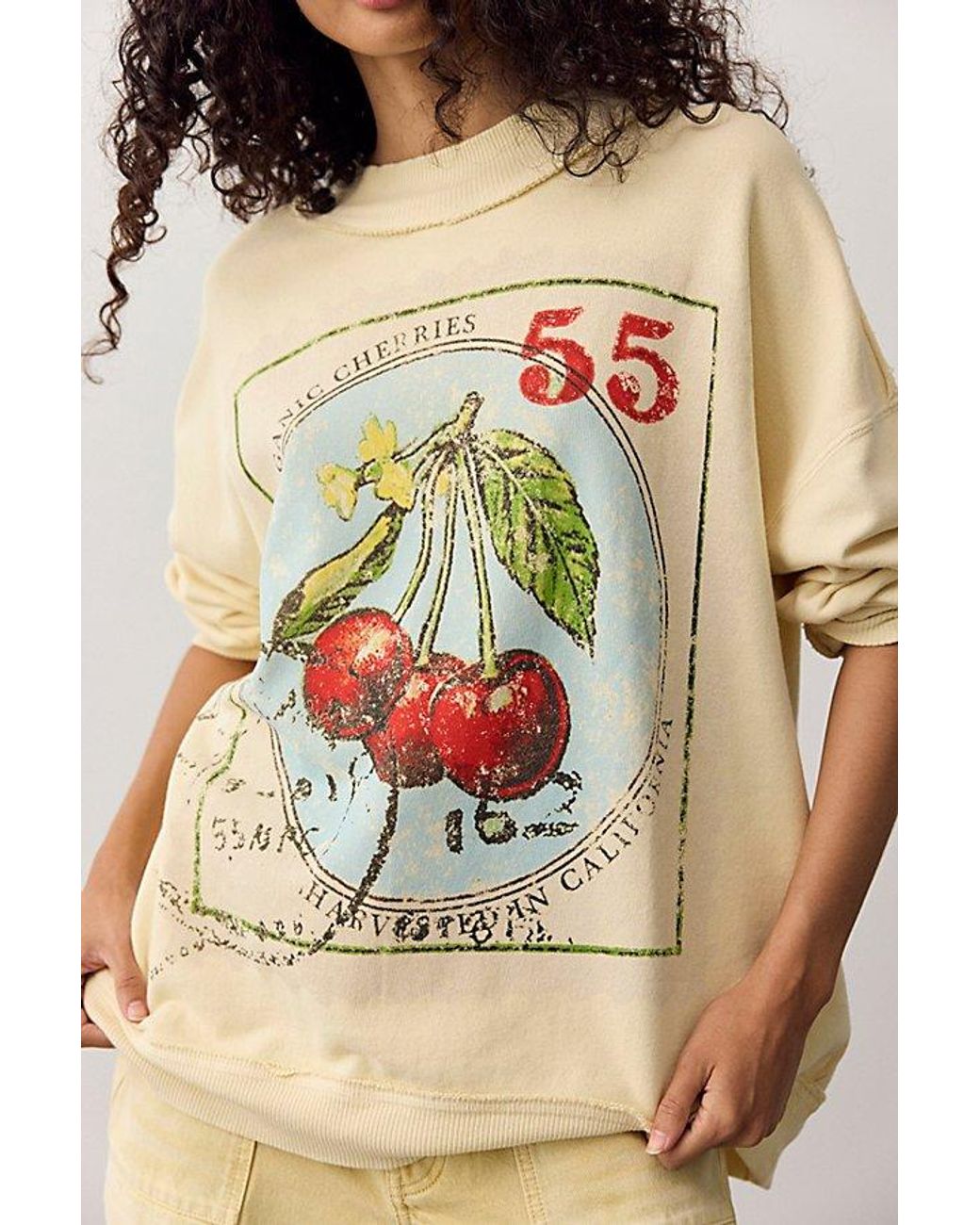 Free People Natural We The Free Palm Spring Turtleneck Graphic Pullover