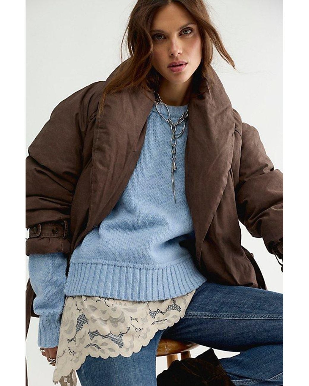 Free People Brown Officer Puffer Jacket