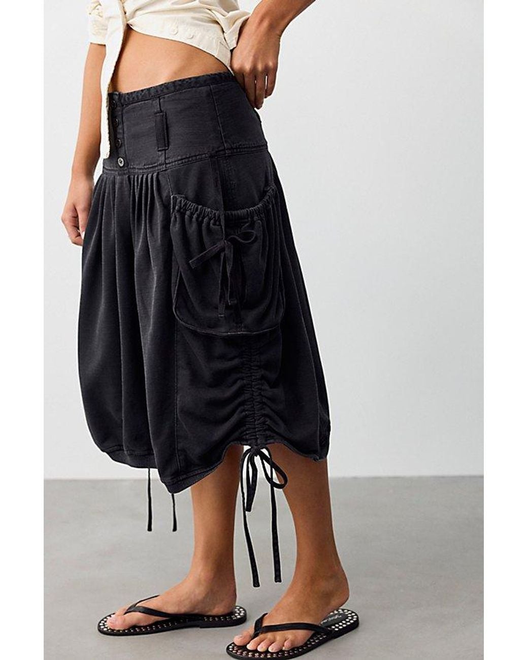 Free People Black Nightshade Knit Midi Skirt