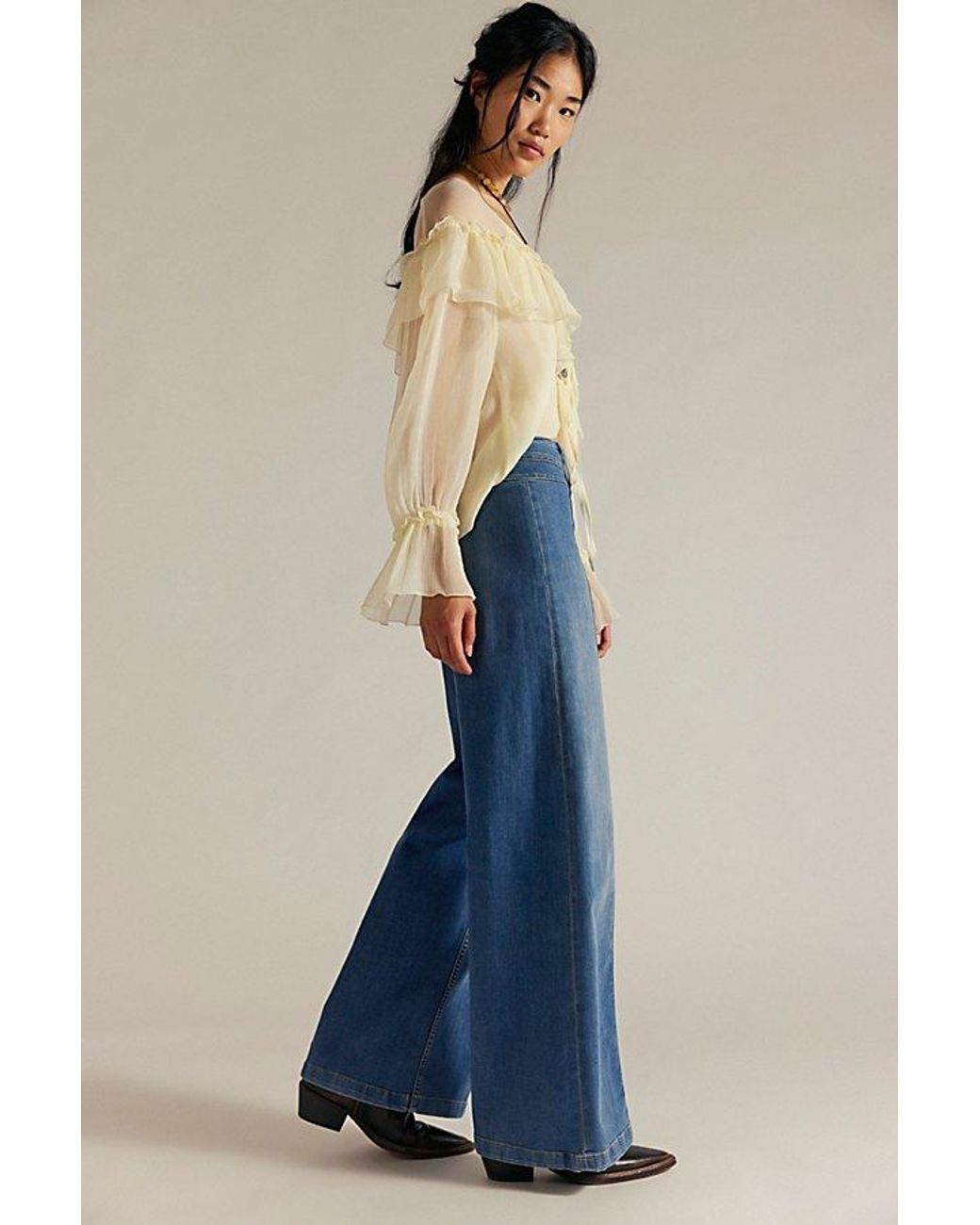Free People Blue We The Free Libre Wide-Leg Jeans