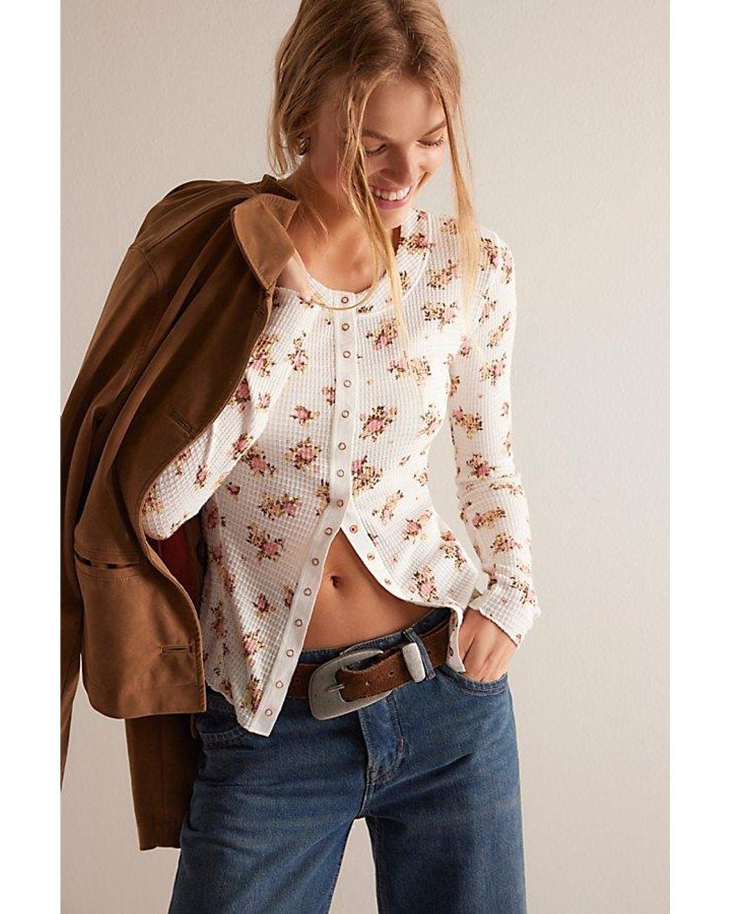 Intimately By Free People Brown Going Places Printed Cardi By