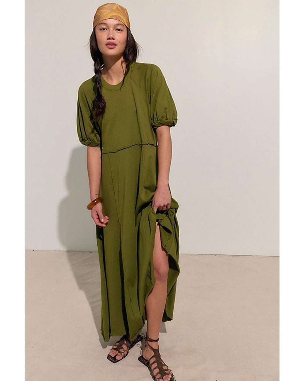 free-est Green Brentwood 100% Cotton Maxi Dress By