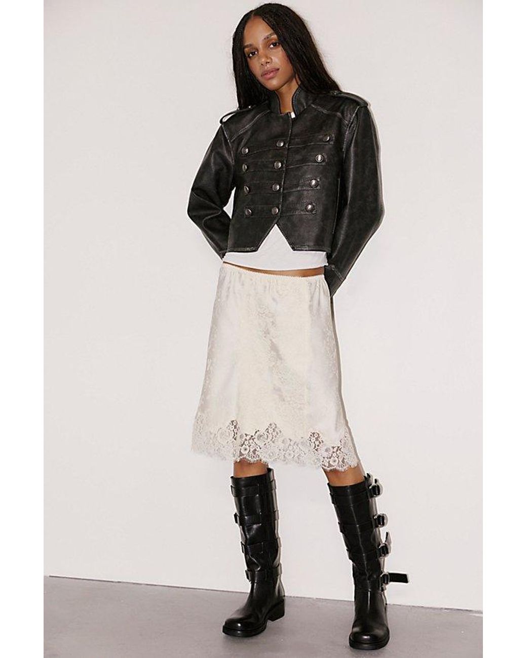 Intimately By Free People Natural Don'T Tell Mini Slip Skirt By