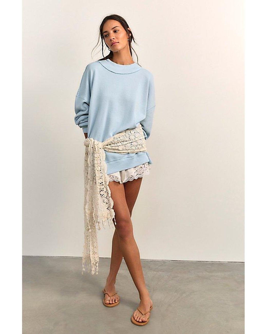 Free People Blue Palm Springs Pullover