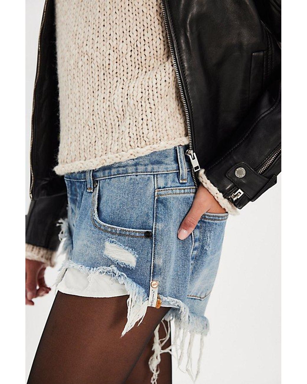 One Teaspoon Black Micro Dukes Low-Waisted Denim Shorts