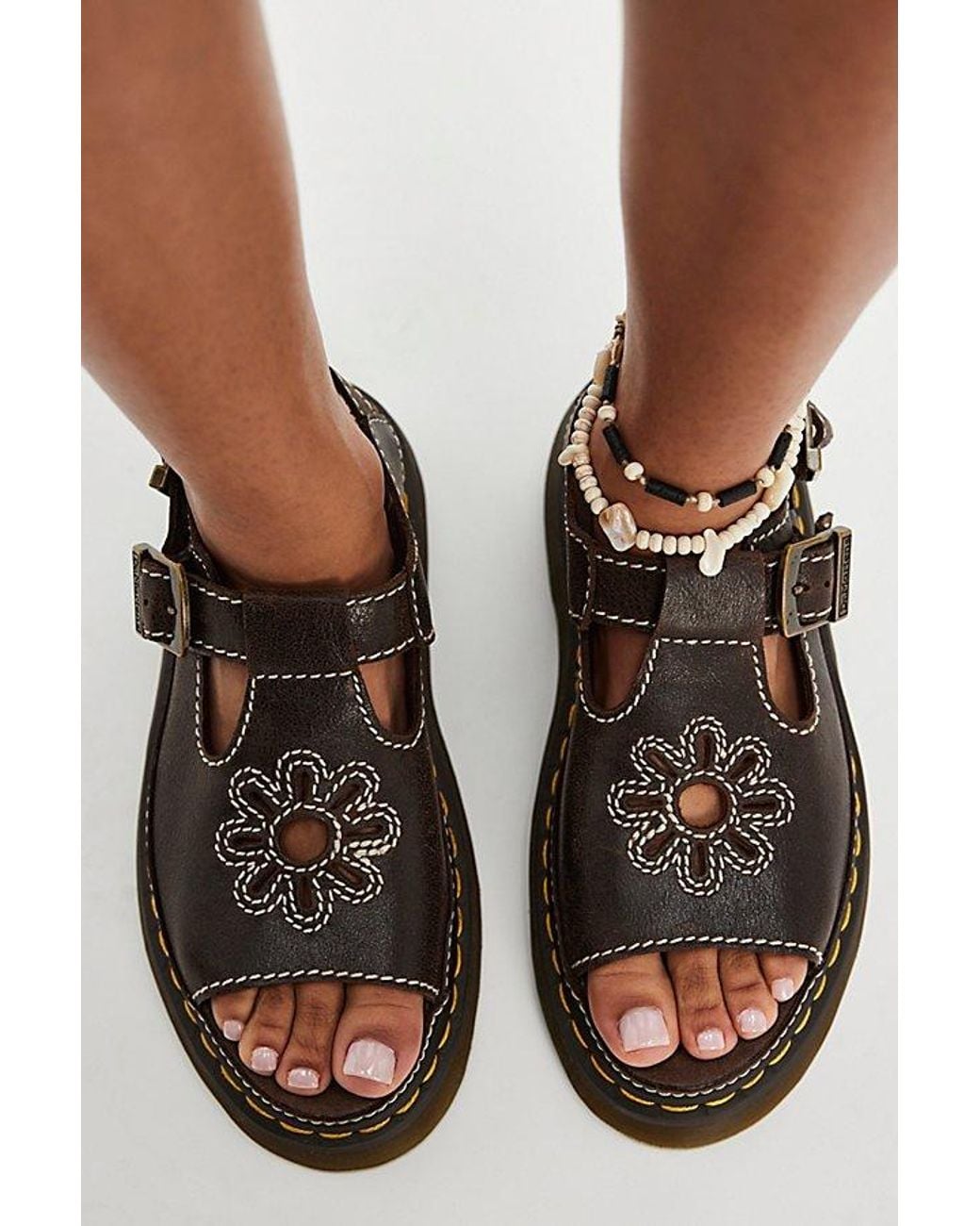 Dr. Martens Black Dunnet Flower Sandals By